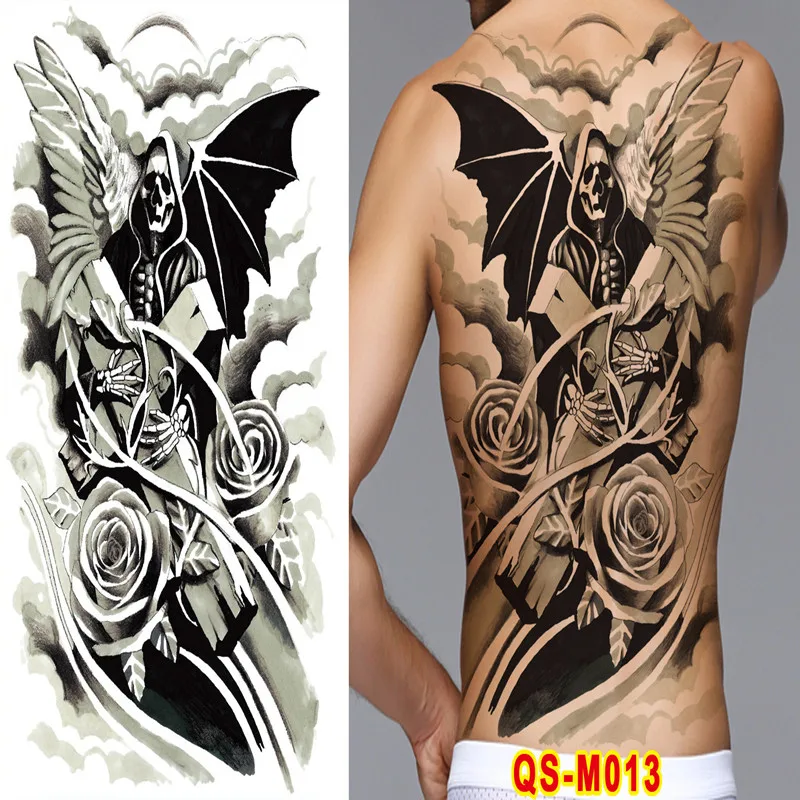 Reaper Demon Înger Impermeabil Tatuaj pe Spate Autocolant ansamblu Corp Pictat Impermeabil Tatuaj Temporar tatuaje temporare