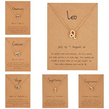 Noua Constelație Zodiac Coliere Bijuterii pentru Femei Stil Antic Concepute 12 Horoscop Taur Berbec Leo Coliere Cadouri