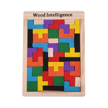 Din Lemn Colorat Tangram Puzzle Teaser Creier Jucării Joc De Tetris Preșcolar Magination De Educație Intelectuală Copil Jucărie Brain Storm