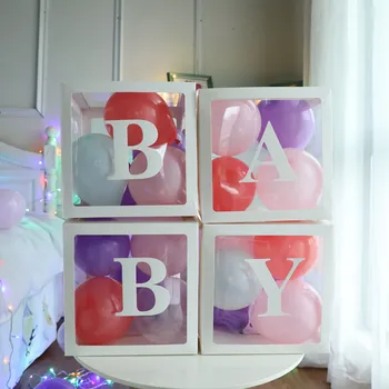 Transparent Litere a-Z Cutie de Copil Personalizate cu Numele Balon Cutie Fată Băiat Copil de Dus Decoratiuni Copil de 1 Petrecere de Ziua Decor Globos
