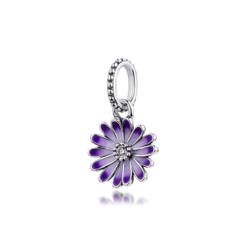 Purple Daisy de Înaltă Calitate Farmec pentru Nou Brățări Bijuterii DIY Femeie Margele din Argint S925 Pandantiv