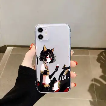 Anime Loli Gotic Pisica Telefon Caz Transparent pentru iPhone 6 7 8 11 12 s mini pro X XS XR MAX Plus