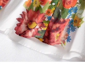2020 Nou Bluza Maneca Lunga Femei Flori Imprimate de Mătase și de Bumbac de Turn-down Guler Singur Pieptul Birou Doamnelor Cămașă și partea de Sus