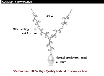 SHDIYAYUN 2019 Pearl Colier Argint 925 Bijuterii Pentru Femei Naturale de apă Dulce Perla Cravată Colier Frunze Pandantiv Cadou