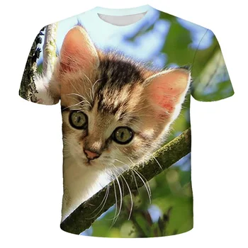 Băieți și Fete de Moda de Vara cu Maneci Scurte Tricou Drăguț 3D Unisex tricou Animal Model Pisica de Înaltă Calitate Street Wear tricou