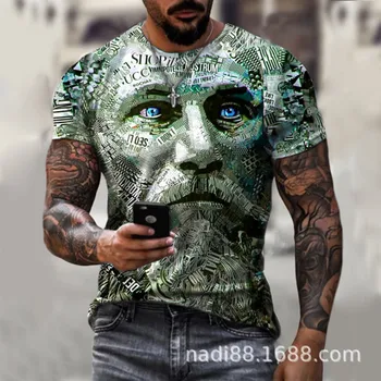 Vintage Războinic Avatar Print Supradimensionat Bărbați T-shirt cu Maneci Scurte O-Gât Moda Streetwear Barbati Tricou 2021 Noi de Vara Topuri Casual