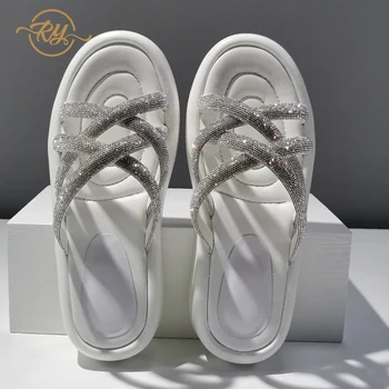 RY-RELAA European femei pantofi de Vară stil nou funduri femei 2021 moda tocuri papuci de casă ins femeie papuci sandale slide-uri de femei