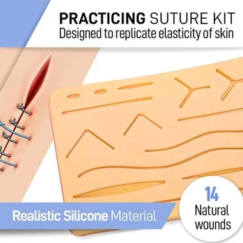 1sets pentru Suturi Chirurgicale Kit de Formare Silicon de Formare Piele Kit Model Ac Resurselor Opera de Predare Sutura Pad Foarfeca Pra E1P7