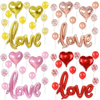 13pcs Dragoste Baloane Folie Paiete Latex Crescut de aur balon ziua Îndrăgostiților Petrecere de Nunta, Decor Nunta Aniversare globals Set