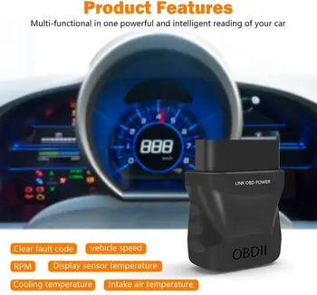 OBD2 Scanner & WiFi Auto Cititor de Cod,Mini Wireless Bluetooth 4.0 Masina de Diagnosticare OBD II Scanner pentru iOS,Android și Windows