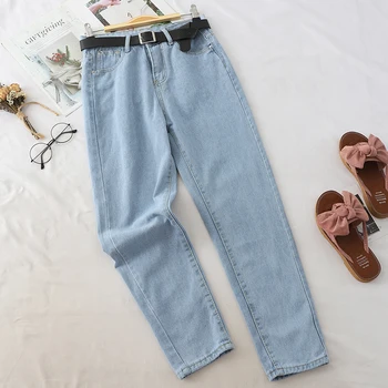 Pantaloni Din Denim Streetwear Talie Mare Moda Creion Coreean 2021 Stretch Elastic Femei Vintage Jeans Toamna Pantaloni De Primăvară Albastru
