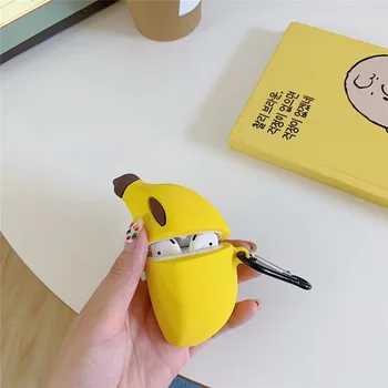 3D Drăguț Banana Silicon Căști de Protecție Caz pentru Cască Bluetooth pentru Airpods 1/2 3 pro de Încărcare a Acoperi Cazurile Accesorii