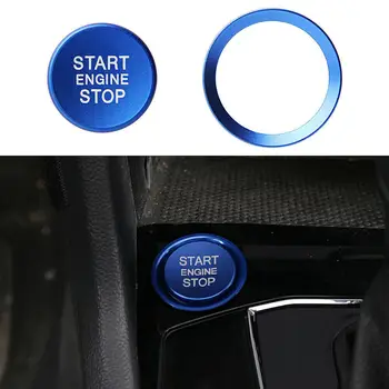 2 buc/set aliaj de aluminiu Albastru Motor Start-Stop Push Buton Comutator Capac Inel de Garnitura Pentru VW Golf 7 MK7 GTI R Jetta CC Arteon