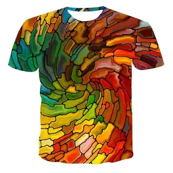 Noul T-Shirt pentru Bărbați de Înaltă Calitate pentru Bărbați T-Shirt cu Maneci Scurte Rotativ 3d de Imprimare Vedere Deosebita pentru Bărbați T-Shirt la Modă Și de Frumos