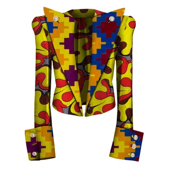 Bintarealwax African Print Strat Ceara Dashiki Blazer Plus Dimensiune 6xl Africa Stil de Îmbrăcăminte pentru Femei Culturilor de Sus Haina Casual WY5592