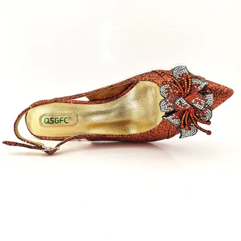 Nigerian de Vânzare Fierbinte 2021Italian Color Design Portocaliu Petrecere Elegantă, Femei Pantofi si Geanta Cu Set Special de Flori Decor în Stil