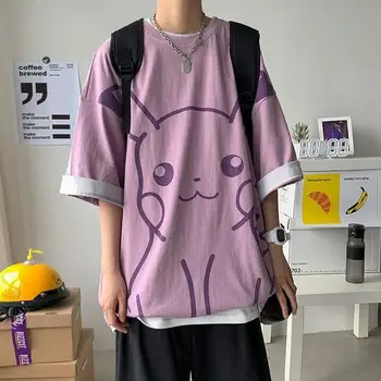 Vara bărbați imprimate jumătate maneca top nou trend Pikachu cu maneci scurte T-shirt-coreean student pierde T-shirt