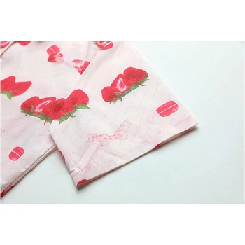 Moda Femei Tricou Maneci Scurte Cute Strawberry Imprima un Singur pieptul Cămașă de Sus 2021 Vara coreean Casual Butonul Bluza Feminin