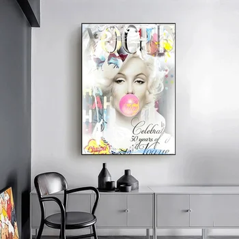 Vogue Marilyn Monroe Sufla Bule Balon De Arta De Imprimare Panza De Pictura De Perete Tablou Modern Living Room Decor Acasă Poster