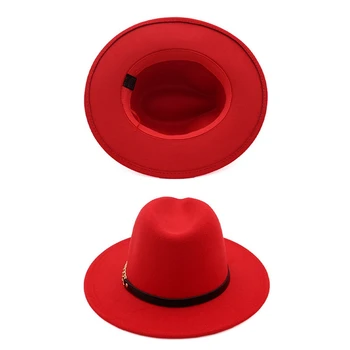 2019 Mozaic Lână Simțit Jazz Pălării Catarama Decor Femei Unisex Margine Largă Panama Trilby Cowboy Capac Sunhat