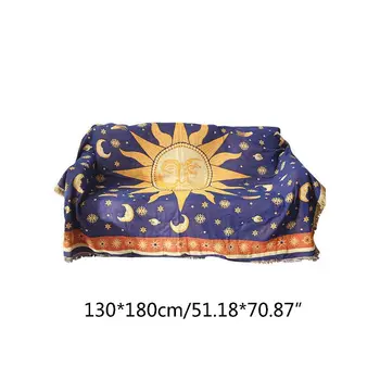 Soare Luna Stele Decorative Bumbac Țesute Arunca Pătură Canapea Prosop Cald Acoperitoare
