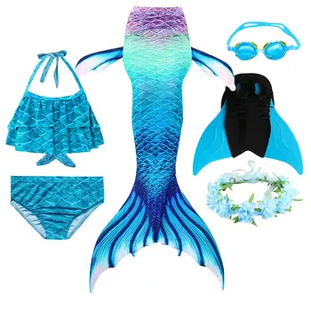 Coada de sirena pentru Copii costume de Baie set cosplay costum bikini de costume de baie fete monofin haine Fete de Costume de baie 3Pcs Fete Sirena