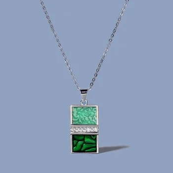 Doamnelor Moda Handmade Smalț Verde Pandantiv Colier Argint 925 Stralucitor Zirconiu Cristal Cravată Coliere Bijuterii Bohemia
