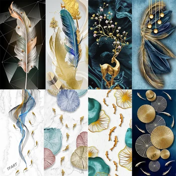 5D DIY Diamant Pictura Pene, Frunze de Lotus Pește Pictura Peisaj Serie Pătrat/Diamant Rotund Mozaic Pictura Decorativa