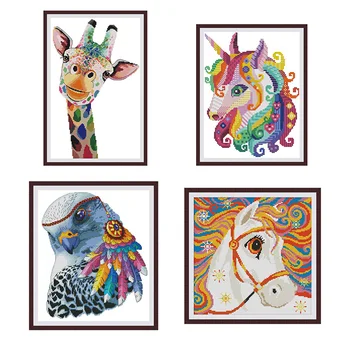 Colorat animale girafa, cal, vultur conta goblen kit 14ct tipărite goblen kit gherghef broderie DIY de mână-cusute