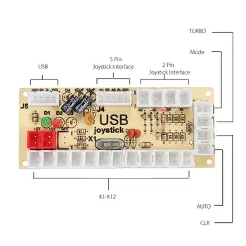 DIY Arcade Joystick Kit cu 20 Led-uri Butoane USB Encoder Set Cablu de Joc Piese Accesorii