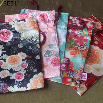 Stil japonez cărucior sac din poliester / flori pprinted 16*12cm /Multe Utilizări