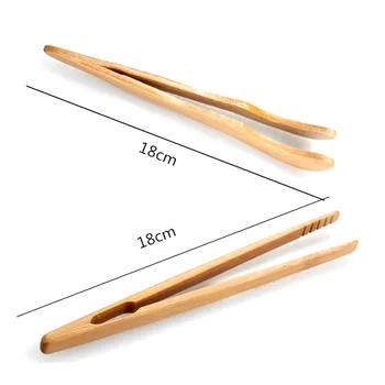 17-18cm din Lemn de Ceai Penseta Bacon Ceai Clip Clește de Bucătărie Bambus Salata de Mâncare Prăjită