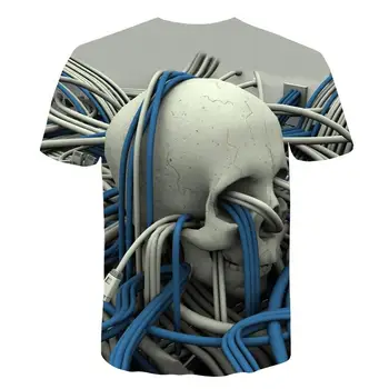 2020 Skull Print T camasa Barbati Schelet 3D Imprimate Tricou Hip Hop Haine Cool Reaper Craniu Streetwear Casual de Vara Tricou