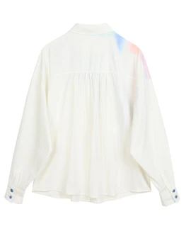 [MEM] Femei Albe Model Imprimat de Dimensiuni Mari Bluza Noua Rever Maneca Lunga Tricou Vrac se Potrivi Mareea Moda Primavara-Vara 2021 1DE0293