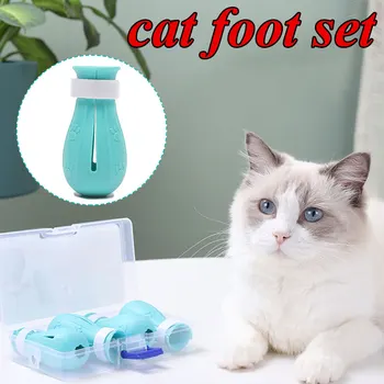 4buc de Silicon Cat Intretinere Consumabile Anti-Zero Pantofi Pisici Reglabil Pisica de Companie Cizme Baie de Spălat Pisica cu Gheare Laba Capacul Protector