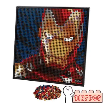 3167Pcs Pixel de Artă Mozaic Pictura MOC Seturi DIY Fier Avatar Blocuri Caramizi Cadou Jucarii de ARTĂ Decorativă 3 In 1 Hero 4 Tip