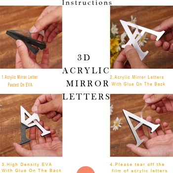 Argint Acrilice Cifre arabe 3D Oglindă de Perete Autocolant Decor Acasă Sărbătoare de Vacanță Tapet DIY Coaja de & Arta Stick Decalcomanii