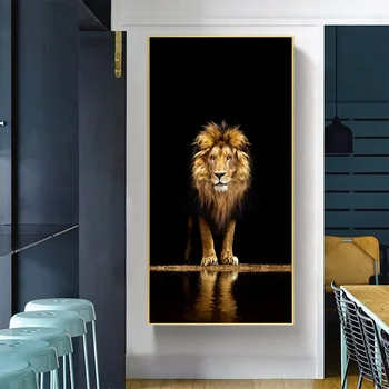 DDHH de Perete de Arta Canvas Tablou Modern Animale Leul de Aur Animal Sălbatic Picture Murale Printuri Postere Pentru Camera de zi Decor Acasă