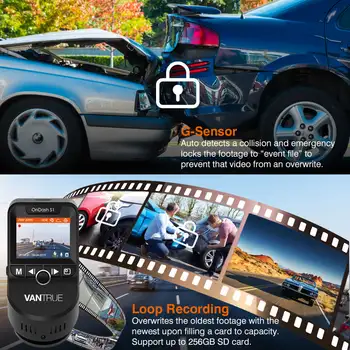 Vantrue S1 Masina Dash Cam 4K Față și Spate Super Viziune de Noapte 2160P + 1080P DVR Auto cu 24 de Ore, Parcare G-senzor, GPS Opțional