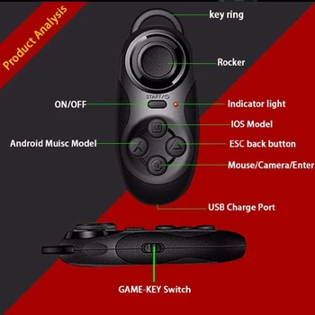 Mini USB Wireless Bluetooth Joystick-ul de Control de la Distanță Pentru Xiaomi iPhone 8 IOS, Android, PC VR Telefon, TV Box Tableta Joystick Joypad