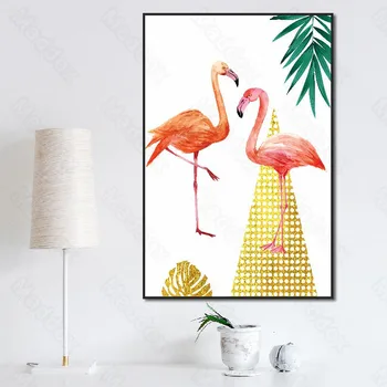 Încă De Viață Model De Moda Moderne Mici Proaspete Simplu Decor Acasă Animale Flamingo Camera De Zi Dormitor Pictură Murală