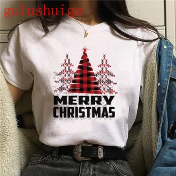 Femeile Moș Crăciun Crăciun Fericit tricou Reni navidad T-shirt Fata Harajuku Maneci Scurte Tee de sex Feminin 90 Haine tricou