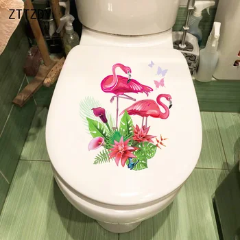 ZTTZDY 20.8 X 24.6 CM de Desene animate Drăguț Flamingo camere de Copii Autocolante de Perete de Moda de Toaletă, LAVOAR Decor T2-1189