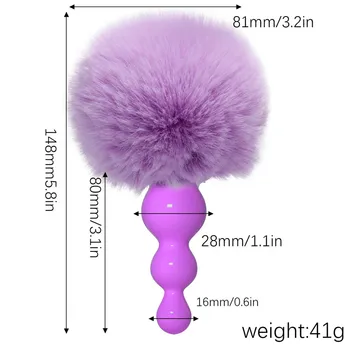 De Dimensiuni Mici Coada De Iepure Silicon Anal Margele Plug Bunny Pompon Butt Plug Gel De Siliciu De Păr Balonul Anal Plug Joc Adult