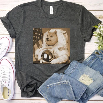 Noul Sosit Dogecoin de Moda pentru Femei T-shirt America Vintage sex Feminin Topuri Astronaut Unisex Topuri Largi Clasice Câine Ladys S-3xl Tee