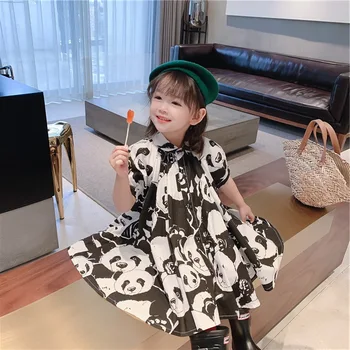De Vară Pentru Copii Fata Rochie De Petrecere Imprimare Panda Desene Animate Pentru Copii Drăguț Rochii De Printesa De Moda Coreeană Fată Ziua De Nastere Haine Vestidos