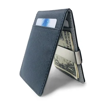 Mens Pachetul de Card de Card de Seturi Creative Negru Simplu Multi - carte de Titularul Portofel Model Scurt cu Oțel Inoxidabil Faux din Piele PU