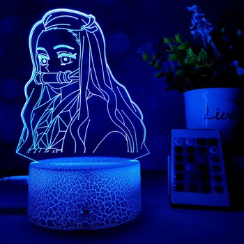 3D lumina de Noapte Kimetsu Nu Yaiba Nezuko Kamado Figura Led Lumina de Noapte pentru Decor Dormitor 16 Culori Lampă de Masă Demon Slayer Cadou