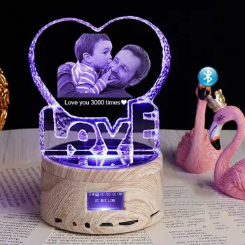 Personalizate Rama Foto Dragoste Cristal Cu Violet Cerul Înstelat De Rotație Mp3 Led-Uri De Culoare De Bază De Muzică Ușoară Vorbitor De Nunta, Cadou De Ziua De Nastere