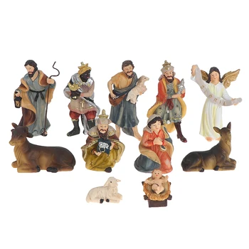 Statuia Scena Nașterii Set De Pat De Copil De Crăciun Figurine Copilul Isus Iesle Miniaturi Ornament Biserica Catolică Cadou Decor Acasă
